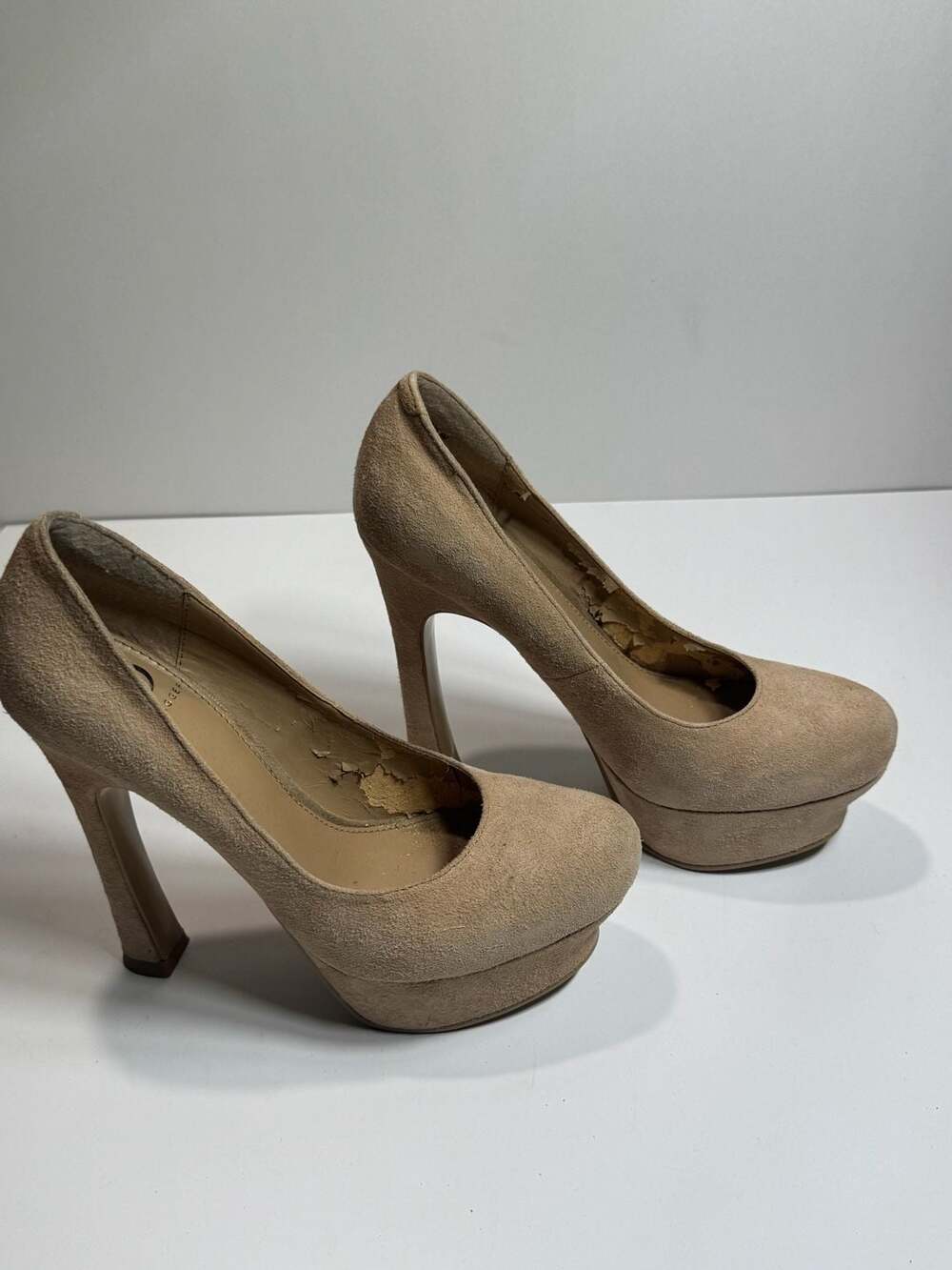 Kelsi Dagger Abrielle Natural Suede Platform High Heels Size 6M